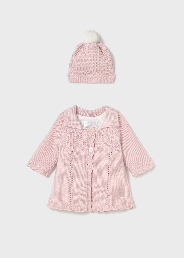 Mayoral Pink Knitted Hat and Coat