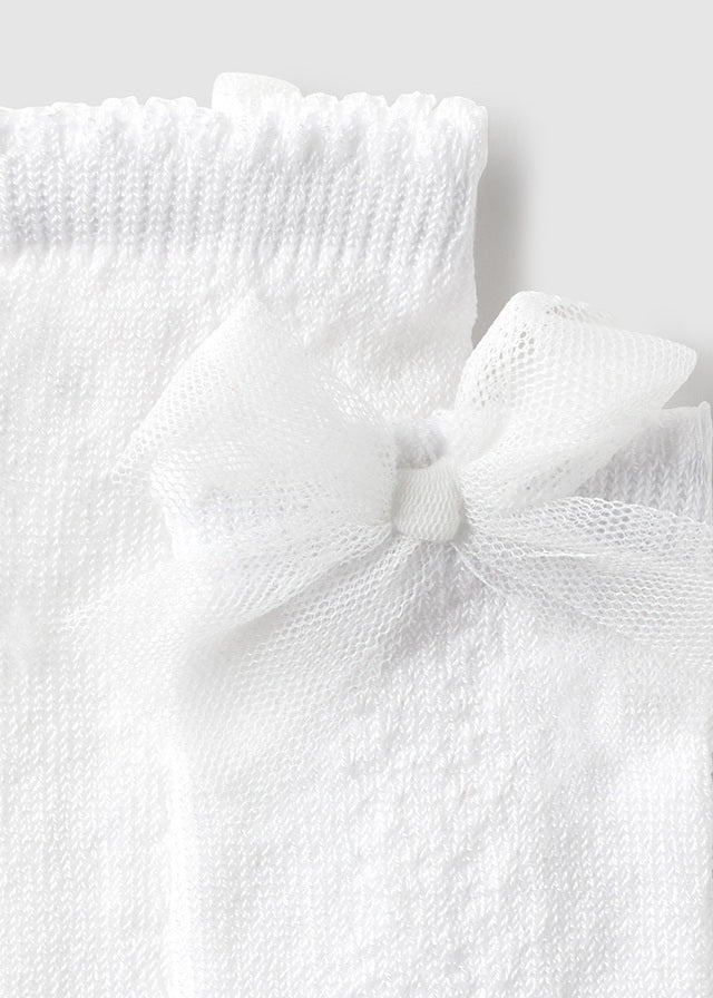 Mayoral White Frill Bow Socks