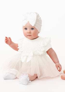 Caramelo Cream Tulle Dress With Turban