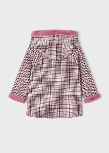 Mayoral Girls Pink Plaid Coat
