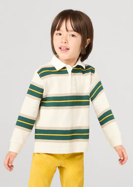 Mayoral Cream/Green Stripe Rugby Top