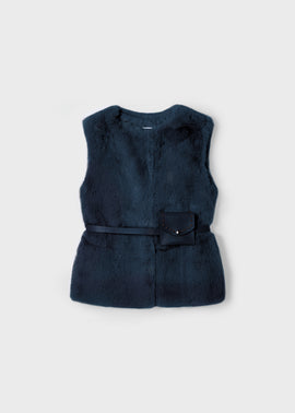 Mayoral Girls Navy Fur Gilet