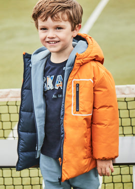 Mayoral Boys Orange/Navy Reversible Coat