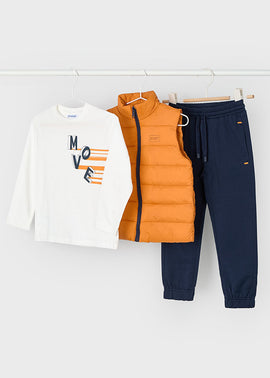 Mayoral Boys Three Piece Orange Gilet Set