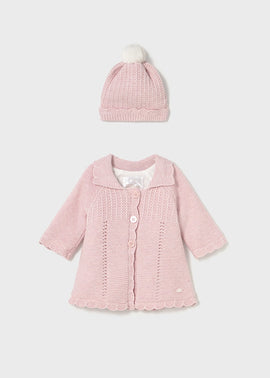 Mayoral Pink Knitted Hat and Coat