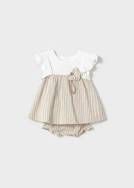 Mayoral Beige Stripe Dress