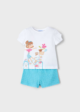 Mayoral Blue Bicycle Short Set