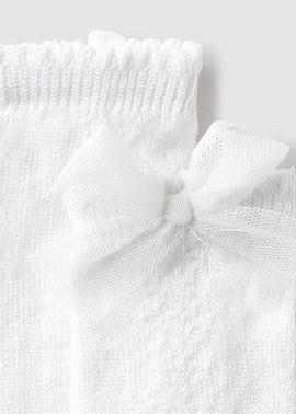 Mayoral White Frill Bow Socks