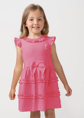 Caramelo Hot Pink Tiered Frill Dress