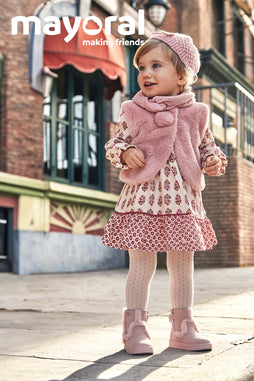 mayoral pink blush gilet and dress set